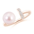 thumbnail image 1 of ANGARA Japanese Akoya Cultured Pearl and Diamond Bar Ring in 14K Rose Gold for Women | June Birthstone, Birthday, Anniversary, Jewelry Gift for Women | Pearl Ring, 1 of 8