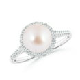 thumbnail image 1 of ANGARA Japanese Akoya Cultured Pearl Diamond Halo Ring in 14K White Gold for Women | June Birthstone, Birthday, Anniversary, Jewelry Gift for Women | Pearl Ring, 1 of 8