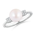 thumbnail image 1 of ANGARA Japanese Akoya Cultured Pearl Ring with Cluster Diamonds in 14K White Gold for Women | June Birthstone, Birthday, Anniversary, Jewelry Gift for Women | Pearl Ring, 1 of 8