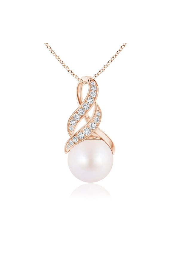 Japanese Akoya Cultured Pearl Swirl Bale Pendant in 14K Rose Gold for Women | June Birthstone, Birthday, Anniversary, Jewelry Gift for Women | Pearl Necklace