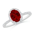 thumbnail image 1 of ANGARA Lab Grown 1.25 Ct Oval Ruby Classic Halo Engagement Ring for Women in 14K White Gold (Size-8x6mm) | July Birthstone, Birthday, Anniversary, Jewelry Gift for Women | Lab-Grown Ruby Ring, 1 of 8