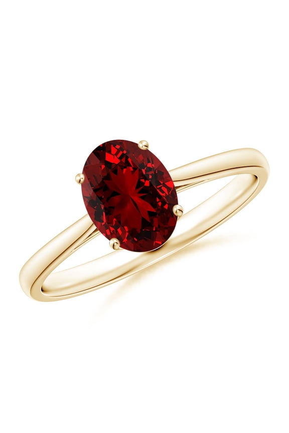 Lab Grown 1.25 Ct Oval Solitaire Ruby Cocktail Ring for Women in 14K Yellow Gold (Size-8x6mm) | July Birthstone, Birthday, Anniversary, Jewelry Gift for Women | Lab-Grown Ruby Ring