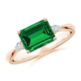 thumbnail image 1 of ANGARA Lab Grown 1.5 Ct Classic Emerald-Cut Emerald Side Stone Engagement Ring for Women in 14K Rose Gold (Size-8x6mm) | May Birthstone, Anniversary, Jewelry Gift for Women | Lab-Grown Emerald Ring, 1 of 9
