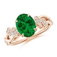thumbnail image 1 of ANGARA Lab Grown 1.5 Ct Nature-Inspired Oval Emerald Floral Engagement Ring for Women in 14K Rose Gold (Size-9x7mm) | May Birthstone, Anniversary, Jewelry Gift for Women | Lab-Grown Emerald Ring, 1 of 9