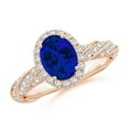 thumbnail image 1 of ANGARA Lab Grown 1.55 Ct Blue Sapphire Engagement Ring for Women in 14K Rose Gold (Size-8x6mm) | September Birthstone, Anniversary, Jewelry Gift for Women | Lab-Grown Blue Sapphire Ring, 1 of 8