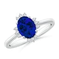 thumbnail image 1 of ANGARA Lab Grown 1.55 Ct Blue Sapphire Halo Engagement Ring for Women in 14K White Gold (Size-8x6mm) | September Birthstone, Anniversary, Jewelry Gift for Women | Lab-Grown Blue Sapphire Ring, 1 of 8