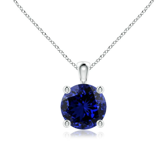 ANGARA Lab Grown 1.6 Ct Blue Sapphire Solitaire Pendant for Women in 925 Sterling Silver (Size-7mm) | September Birthstone, Anniversary, Jewelry Gift for Women | Lab-Grown Blue Sapphire Necklace