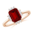 thumbnail image 1 of ANGARA Lab Grown 1.6 Ct Prong-Set Emerald-Cut Ruby Halo Engagement Ring for Women in 14K Rose Gold (Size-8x6mm) | July Birthstone, Birthday, Anniversary, Jewelry Gift for Women | Lab-Grown Ruby Ring, 1 of 7