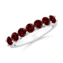 ANGARA Lab Grown 1.61 Ct Half Eternity Seven Stone Ruby Wedding Band for Women in 925 Sterling Silver (Size-3.5mm) | July Birthstone, Anniversary, Jewelry Gift for Women | Lab-Grown Ruby Ring