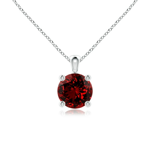 ANGARA Lab Grown 1 Ct Classic Round Ruby Solitaire Pendant for Women in 925 Sterling Silver (Size-6mm) | July Birthstone, Birthday, Anniversary, Jewelry Gift for Women | Lab-Grown Ruby Necklace