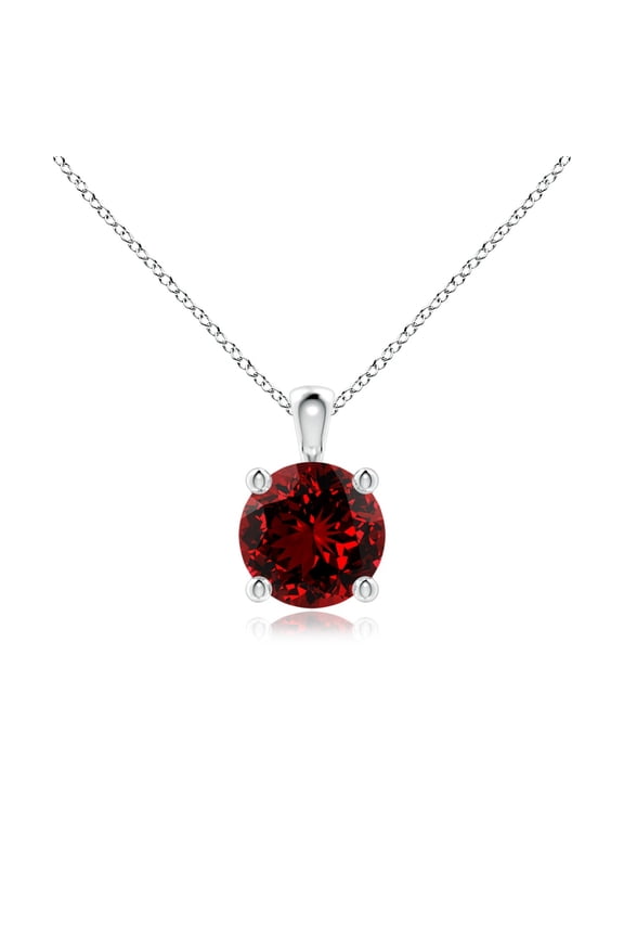 Lab Grown 1 Ct Classic Round Ruby Solitaire Pendant for Women in 925 Sterling Silver (Size-6mm) | July Birthstone, Birthday, Anniversary, Jewelry Gift for Women | Lab-Grown Ruby Necklace