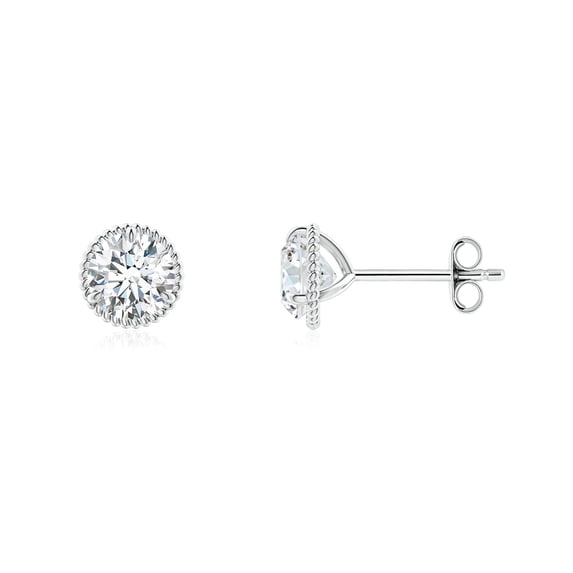 ANGARA Lab Grown 1 Ct Diamond Martini Stud Earrings for Women in 925 Sterling Silver (Size-5.1mm| Color-F-G| Clarity-VS) | Anniversary, Jewelry Gift for Women | Lab-Grown Diamond Earrings