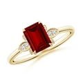 thumbnail image 1 of ANGARA Lab Grown 1 Ct Nature-Inspired Emerald-Cut Ruby Engagement Ring for Women in 14K Yellow Gold (Size-7x5mm) | July Birthstone, Birthday, Anniversary, Jewelry Gift for Women | Lab-Grown Ruby Ring, 1 of 7