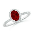 thumbnail image 1 of ANGARA Lab Grown 1 Ct Oval Ruby Classic Halo Engagement Ring for Women in 14K White Gold (Size-7x5mm) | July Birthstone, Birthday, Anniversary, Jewelry Gift for Women | Lab-Grown Ruby Ring, 1 of 8