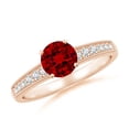 thumbnail image 1 of ANGARA Lab Grown 1 Ct Vintage Style Round Ruby Engagement Ring with Accents for Women in 14K Rose Gold (Size-6mm) | July Birthstone, Anniversary, Jewelry Gift for Women | Lab-Grown Ruby Ring, 1 of 8
