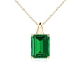 thumbnail image 1 of ANGARA Lab Grown 2.25 Ct Emerald-Cut Emerald Solitaire Pendant for Women in 14K Yellow Gold (Size-9x7mm) | May Birthstone, Birthday, Anniversary, Jewelry Gift for Women | Lab-Grown Emerald Necklace, 1 of 7