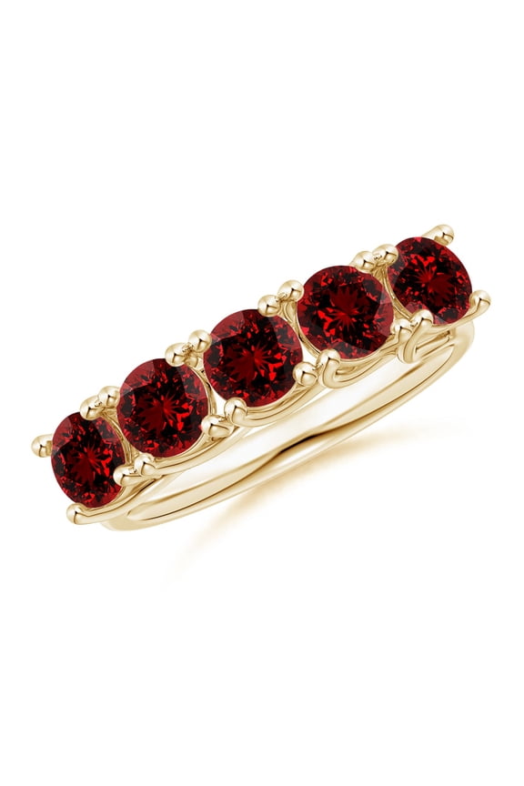 Lab Grown 2.3 Ct Half Eternity Five Stone Ruby Wedding Band for Women in 14K Yellow Gold (Size-4.5mm) | July Birthstone, Birthday, Anniversary, Jewelry Gift for Women | Lab-Grown Ruby Ring