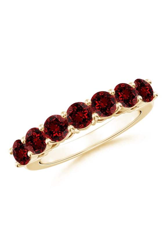 Lab Grown 2.38 Ct Half Eternity Seven Stone Ruby Wedding Band for Women in 14K Yellow Gold (Size-4mm) | July Birthstone, Birthday, Anniversary, Jewelry Gift for Women | Lab-Grown Ruby Ring