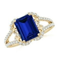 thumbnail image 1 of ANGARA Lab Grown 2.45 Ct Blue Sapphire Couture Engagement Ring in 14K Yellow Gold for Women (Size-9x7mm) | September Birthstone, Anniversary, Jewelry Gift for Women | Lab Grown Blue Sapphire Ring, 1 of 8