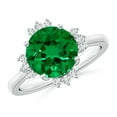 thumbnail image 1 of ANGARA Lab Grown 2.5 Ct Prong-Set Round Emerald Halo Engagement Ring for Women in 14K White Gold (Size-9mm) | May Birthstone, Birthday, Anniversary, Jewelry Gift for Women | Lab-Grown Emerald Ring, 1 of 9
