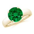 thumbnail image 1 of ANGARA Lab Grown 2.5 Ct Prong-Set Round Emerald Solitaire Engagement Ring in 14K Yellow Gold for Women (Size-9mm) | May Birthstone, Anniversary, Jewelry Gift for Women | Lab Grown Emerald Ring, 1 of 8