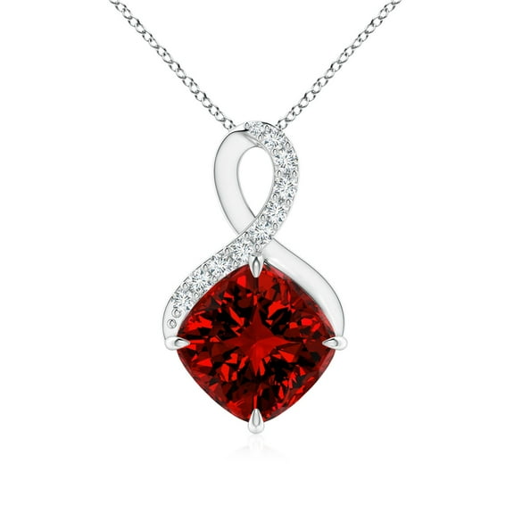 ANGARA Lab Grown 2.6 Ct Claw-Set Ruby Infinity Pendant with Lab Diamonds for Women in 925 Sterling Silver (Size-8mm) | July Birthstone, Anniversary, Jewelry Gift for Women | Lab-Grown Ruby Necklace