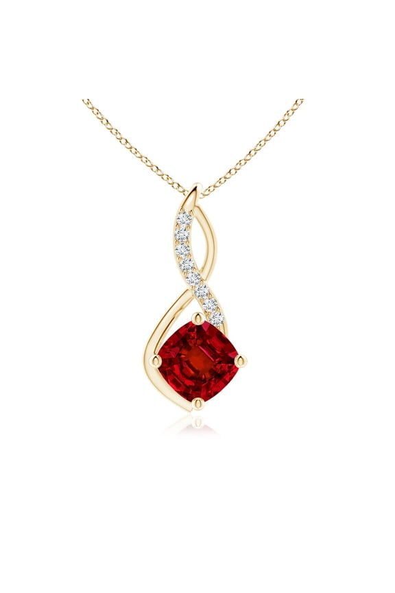 Lab Grown 2.6 Ct Ruby Infinity Pendant with Lab Diamond Accents for Women in 14K Yellow Gold (Size-8mm) | July Birthstone, Anniversary, Jewelry Gift for Women | Lab-Grown Ruby Necklace