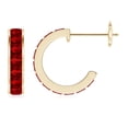 ANGARA Lab Grown 2.64 Ct Channel-Set Square Ruby Huggie Hoop Earrings ...
