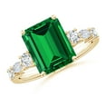 thumbnail image 1 of ANGARA Lab Grown 2.85 Ct Emerald-Cut Emerald Side Stone Engagement Ring for Women in 14K Yellow Gold (Size-10x8mm) | May Birthstone, Anniversary, Jewelry Gift for Women | Lab-Grown Emerald Ring, 1 of 9