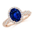 thumbnail image 1 of ANGARA Lab Grown 2 Ct Blue Sapphire Engagement Ring for Women in 14K Rose Gold (Size-9x7mm) | September Birthstone, Anniversary, Jewelry Gift for Women | Lab-Grown Blue Sapphire Ring, 1 of 8