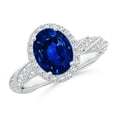thumbnail image 1 of ANGARA Lab Grown 2 Ct Blue Sapphire Engagement Ring for Women in 14K White Gold (Size-9x7mm) | September Birthstone, Anniversary, Jewelry Gift for Women | Lab-Grown Blue Sapphire Ring, 1 of 8