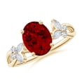 thumbnail image 1 of ANGARA Lab Grown 2 Ct Oval Ruby Butterfly Engagement Ring for Women in 14K Yellow Gold (Size-9x7mm) | July Birthstone, Birthday, Anniversary, Jewelry Gift for Women | Lab-Grown Ruby Ring, 1 of 7