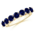 thumbnail image 1 of ANGARA Lab Grown 3.22 Ct Half Eternity 7 Stone Blue Sapphire Wedding Band for Women in 14K Yellow Gold (Size-4.5mm) | Anniversary, Jewelry Gift for Women | Lab-Grown Blue Sapphire Ring, 1 of 8