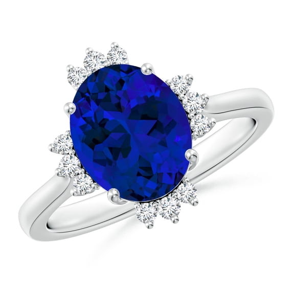 ANGARA Lab Grown 3.3 Ct Blue Sapphire Halo Engagement Ring for Women in 14K White Gold (Size-10x8mm) | September Birthstone, Anniversary, Jewelry Gift for Women | Lab-Grown Blue Sapphire Ring