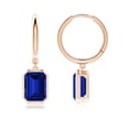 thumbnail image 1 of ANGARA Lab Grown 3.3 Ct Blue Sapphire Hoop Drop Earrings for Women in 14K Rose Gold (Size-8x6mm) | September Birthstone, Anniversary, Jewelry Gift for Women | Lab-Grown Blue Sapphire Earrings, 1 of 5