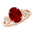 thumbnail image 1 of ANGARA Lab Grown 3.3 Ct Nature-Inspired Oval Ruby Floral Engagement Ring for Women in 14K Rose Gold (Size-10x8mm) | July Birthstone, Anniversary, Jewelry Gift for Women | Lab-Grown Ruby Ring, 1 of 8