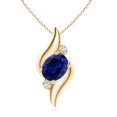 thumbnail image 1 of ANGARA Lab Grown 3.3 Ct Shell Style Sapphire & Lab Diamond Pendant for Women in 14K Yellow Gold (Size-10x8mm) | Anniversary, Jewelry Gift for Women | Lab-Grown Blue Sapphire Necklace, 1 of 8