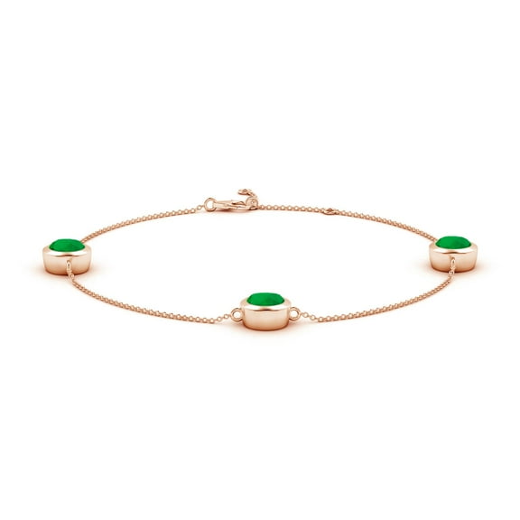 ANGARA Lab Grown 3.6 Ct Bezel-Set Emerald Station Adjustable Ankle Bracelet for Women in 14K Rose Gold (Size-7mm) | May Birthstone, Anniversary, Jewelry Gift for Women | Lab-Grown Emerald Bracelet