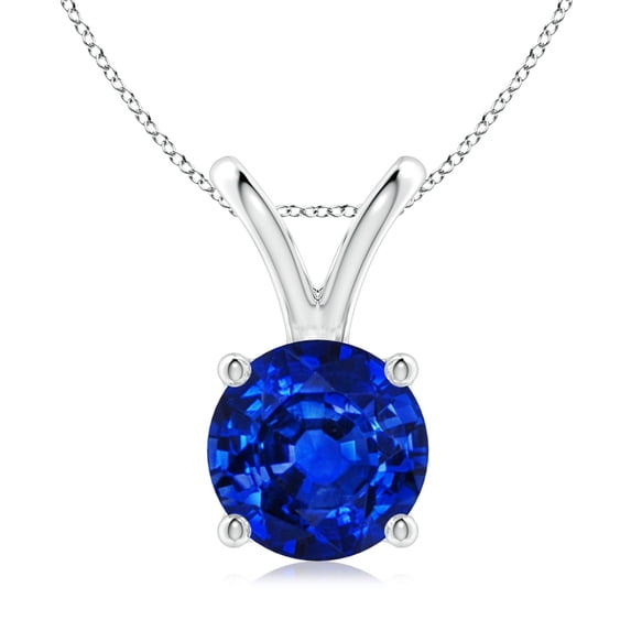 ANGARA Lab Grown 3.75 Ct V-Bale Blue Sapphire Pendant for Women in 925 Sterling Silver (Size-9mm) | September Birthstone, Anniversary, Jewelry Gift for Women | Lab-Grown Blue Sapphire Necklace