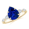 thumbnail image 1 of ANGARA Lab Grown 3 Ct Pear-Shaped Blue Sapphire Engagement Ring for Women in 14K Yellow Gold (Size-10x8mm) | September Birthstone, Anniversary, Jewelry Gift for Women | Lab-Grown Blue Sapphire Ring, 1 of 8