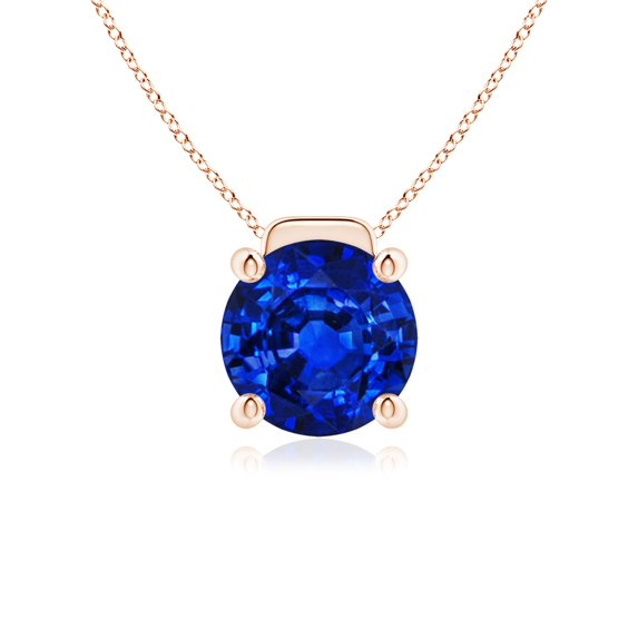 ANGARA Lab Grown 4.5 Ct Solitaire Blue Sapphire Floating Pendant for Women in 14K Rose Gold (Size-10mm) | September Birthstone, Anniversary, Jewelry Gift for Women | Lab-Grown Blue Sapphire Necklace