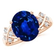 thumbnail image 1 of ANGARA Lab Grown 4.75 Ct Blue Sapphire Ring with Diamonds for Women in 14K Rose Gold (Size-12x10mm) | September Birthstone, Anniversary, Jewelry Gift for Women | Lab-Grown Blue Sapphire Ring, 1 of 7