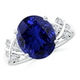 thumbnail image 1 of ANGARA Lab Grown 4.75 Ct Blue Sapphire Ring with Diamonds for Women in 14K White Gold (Size-12x10mm) | September Birthstone, Anniversary, Jewelry Gift for Women | Lab-Grown Blue Sapphire Ring, 1 of 8