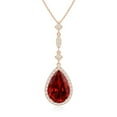 thumbnail image 1 of ANGARA Lab Grown 5 Ct Ruby Teardrop Pendant with Diamond Accents for Women in 14K Rose Gold (Size-12x10mm) | July Birthstone, Birthday, Anniversary, Jewelry Gift for Women | Lab-Grown Ruby Necklace, 1 of 7