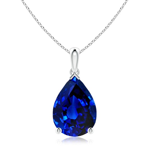 ANGARA Lab Grown 6.5 Ct Blue Sapphire Solitaire Pendant for Women in 925 Sterling Silver (Size-14x10mm) | September Birthstone, Anniversary, Jewelry Gift for Women | Lab-Grown Blue Sapphire Necklace