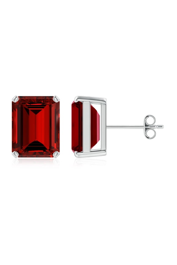 Lab Grown 8 Ct Prong-Set Ruby Solitaire Stud Earrings for Women in 925 Sterling Silver (Size-10x8mm) | July Birthstone, Anniversary, Jewelry Gift for Women | Lab-Grown Ruby Earrings