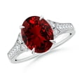 thumbnail image 1 of ANGARA Lab Grown 3.3 Ct Aeon Vintage Inspired Ruby Engagement Ring with Milgrain for Women in 14K White Gold (Size-10x8mm) | July Birthstone, Anniversary, Jewelry Gift for Women | Lab-Grown Ruby Ring, 1 of 7