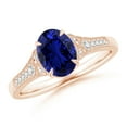 thumbnail image 1 of ANGARA Lab Grown 1.55 Ct Aeon Sapphire Engagement Ring with Milgrain for Women in 14K Rose Gold (Size-8x6mm) | September Birthstone, Anniversary, Jewelry Gift for Women | Lab-Grown Blue Sapphire Ring, 1 of 8