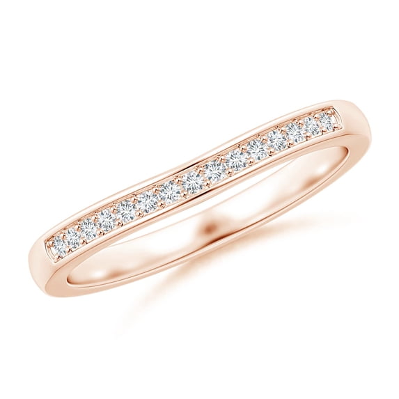 ANGARA Lab Grown Aeon Vintage Style Diamond Curved Wedding Ring for Women in 14K Rose Gold (Size-1.2mm | 0.12 ct) | April Birthstone Jewelry for Her | Lab-Grown Diamond Engagement Rings