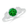 thumbnail image 1 of ANGARA Lab Grown Aeon Emerald Halo Leaf & Vine Engagement Ring with Milgrain for Women in 14K White Gold (Size-6mm) | May Birthstone, Anniversary, Jewelry Gift for Women | Lab-Grown Emerald Ring, 1 of 8
